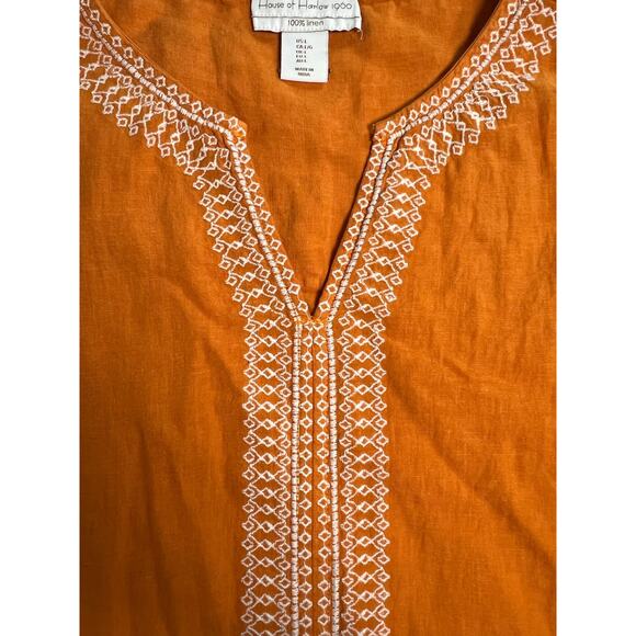 House‎ of Harlow 1960 Linen Boho Embroidered Top Large Orange - Picture 5 of 9
